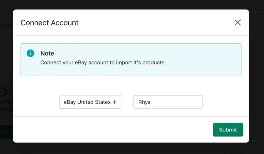 Submit eBay Account