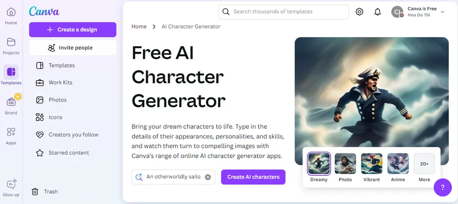 Canva AI Character Generator