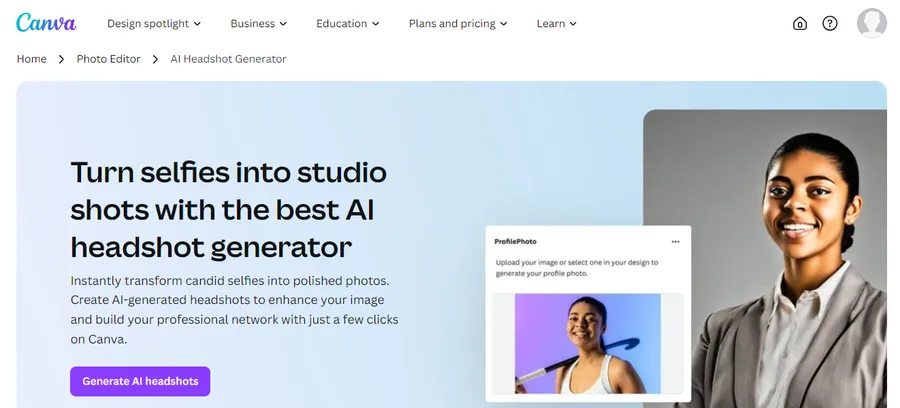 Canva AI Headshot Generator