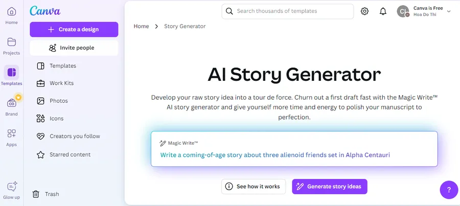 Canva AI Story Generator