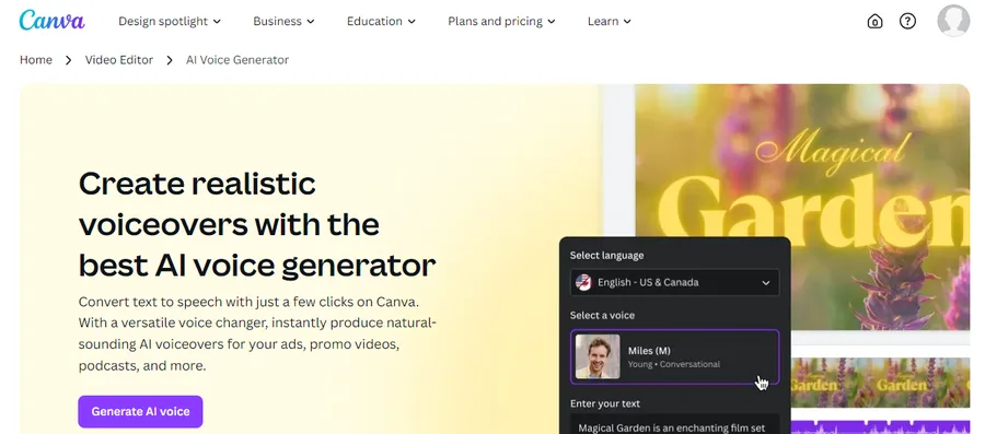 Canva AI Voice Generator