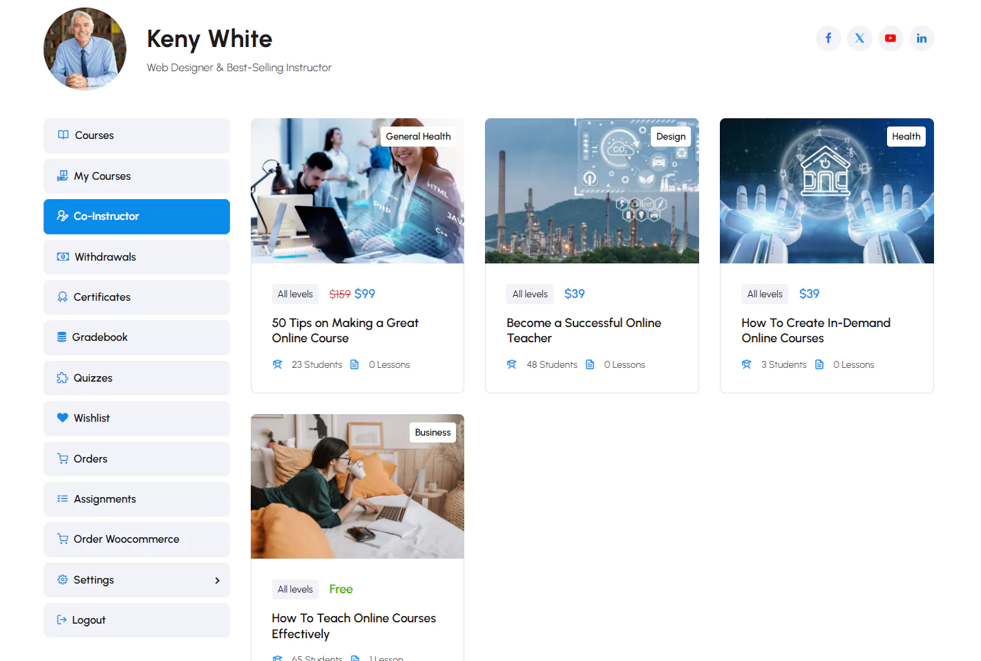 Co-Instructor Layout on Eduma Online Learning