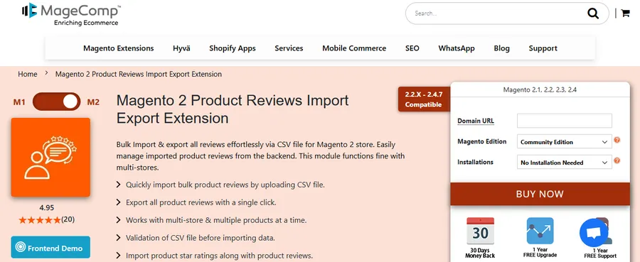 MageComp Magento 2 Product Reviews Import Export Extension