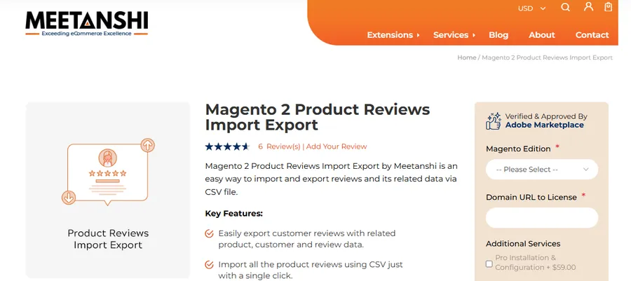 meetanshi magento 2 reviews import