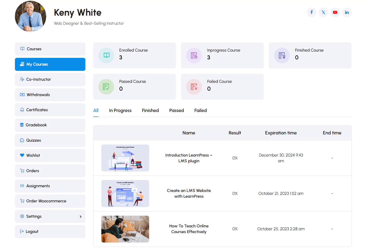 My Courses Layout on Eduma Online Learning