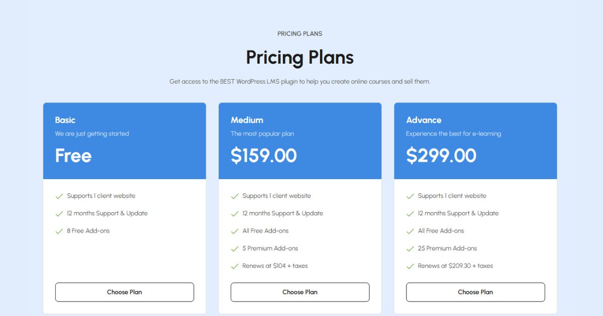 New Pricing Plan Page on Eduma Online Learning