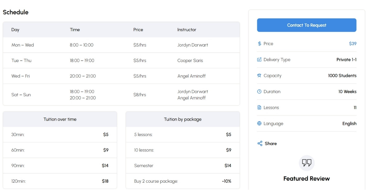 Offline Course Detail Page & Its Features