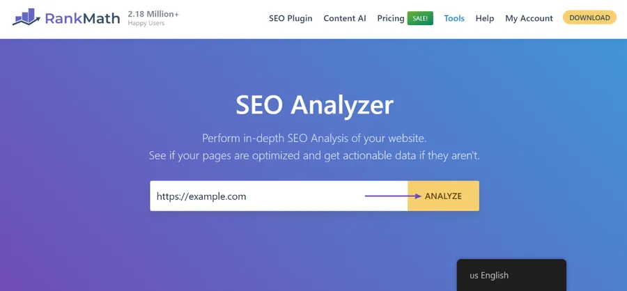 Sample of The Free SEO Analyzer