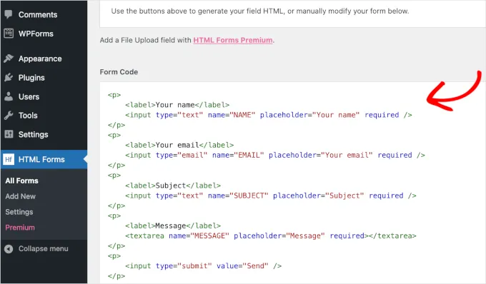 WP Admin Area HTML Forms Add New Edit Form Form Code