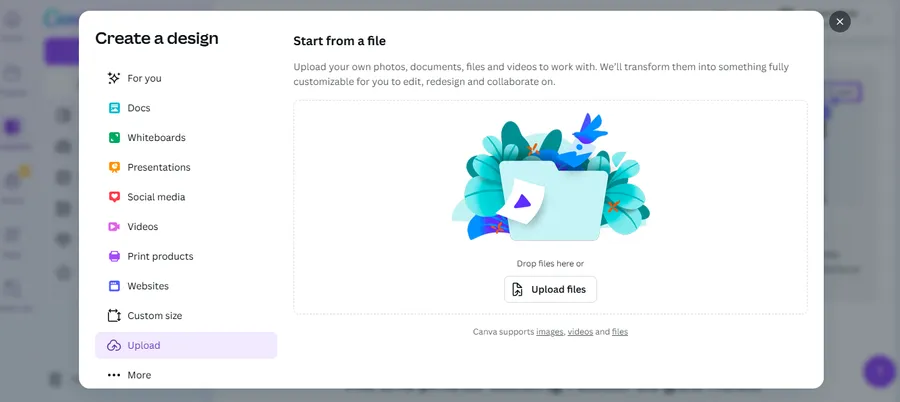 Upload Files in Canva