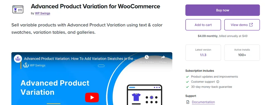 Advanced Product Variations for WooCommerce