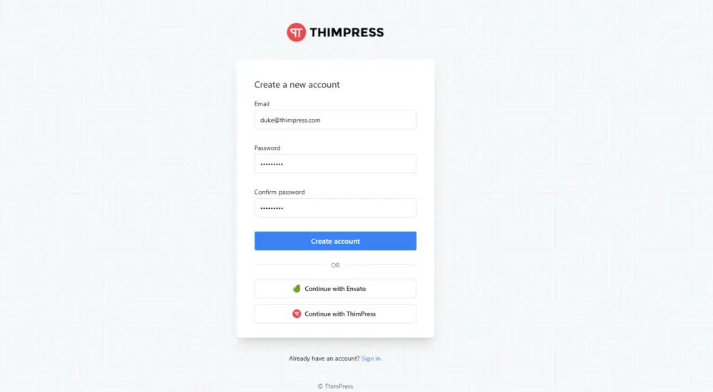 Create New Account Help ThimPress