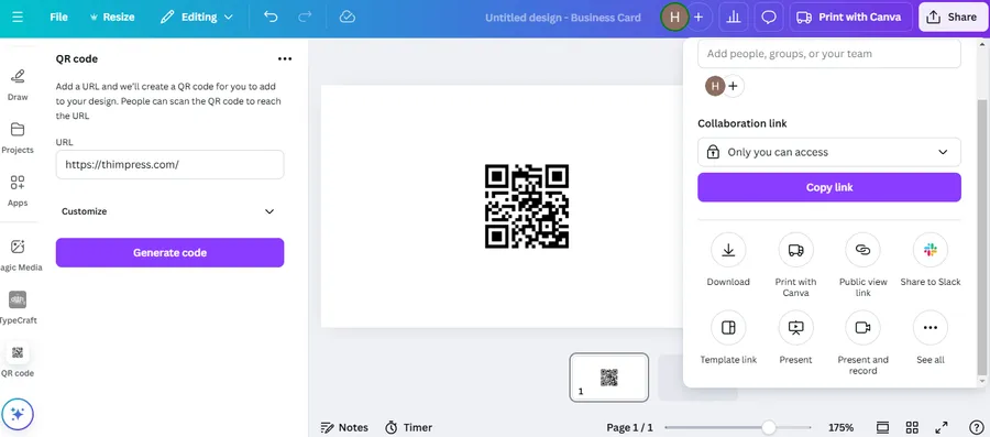 Download QR Code in Canva