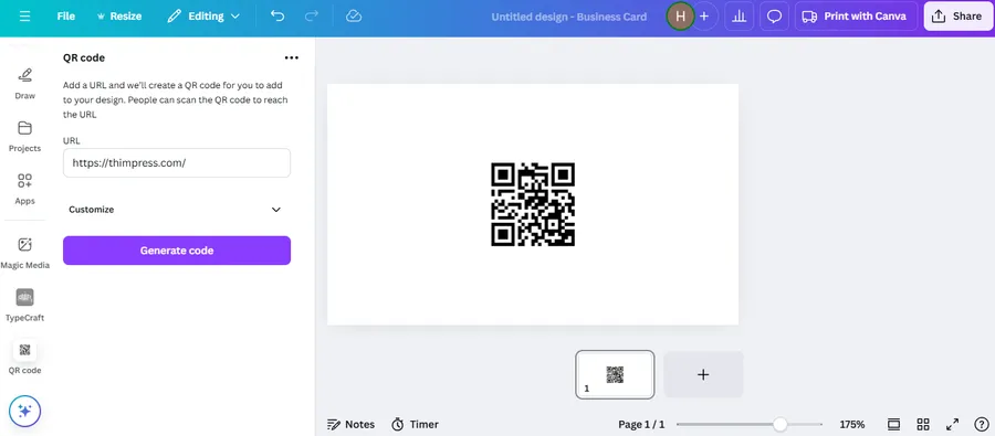 generate thimpress qr code