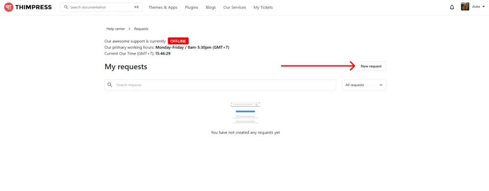 New Request Help ThimPress
