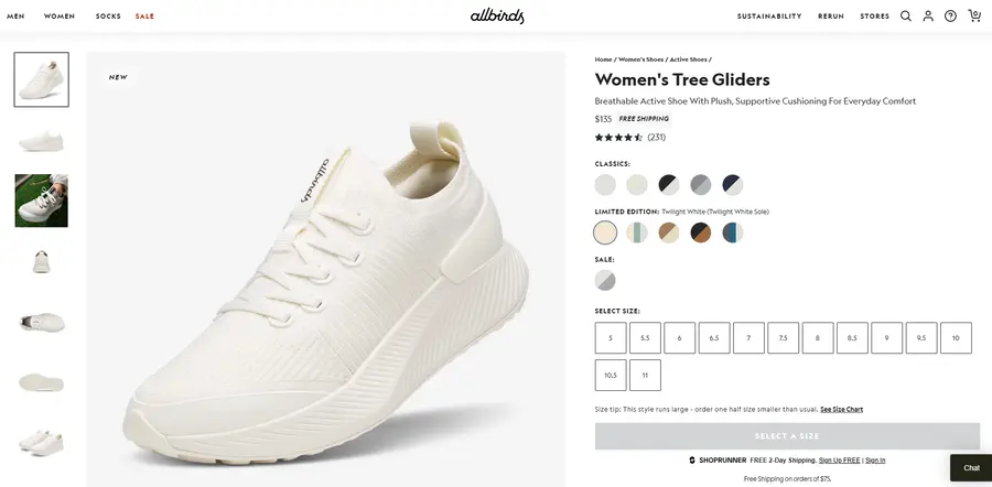 Allbirds Product Page