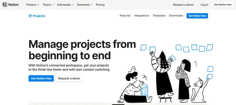 notion manage projects