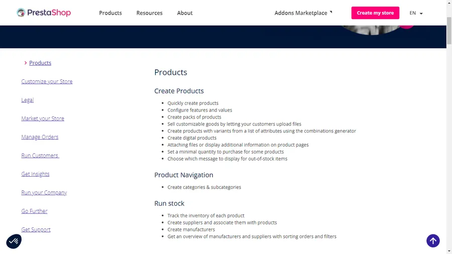 PrestaShop Features