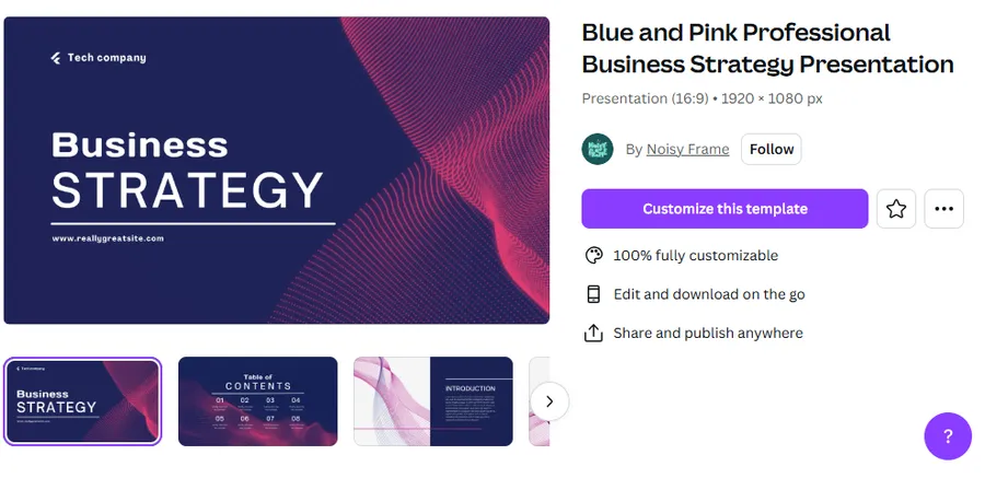 Blue and Pink Professional Business Strategy Presentation