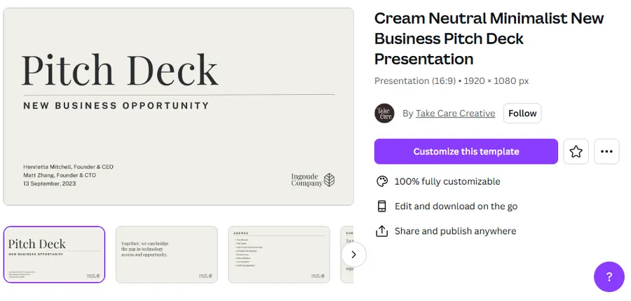 Cream Neutral Minimalist New Business Pitch Deck Presentation