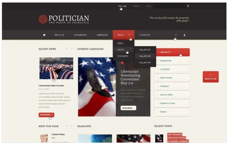 Free WordPress Theme for Political Party