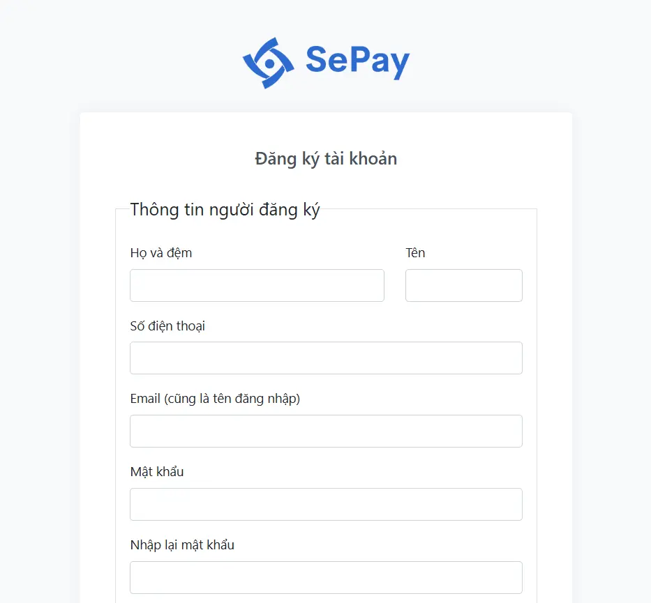 SePay Register Page