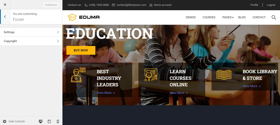 Customizing Eduma Footer