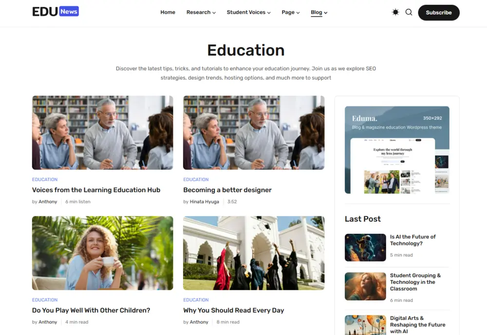 EduNews Blog Grid Layout Default