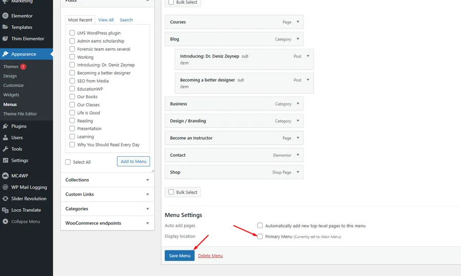 How To Create Menu In Eduma Theme: A Step-by-Step Guide 8 Save Menu