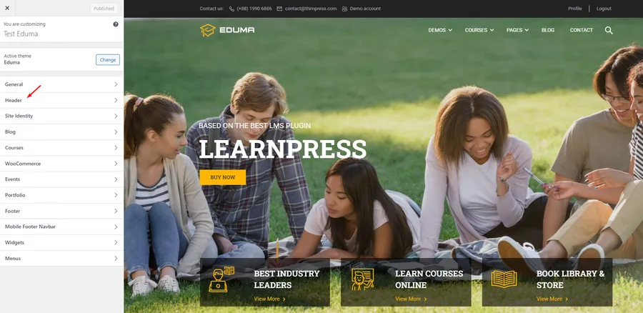 How To Edit Header Section In Eduma WordPress Theme? 8 Eduma Header
