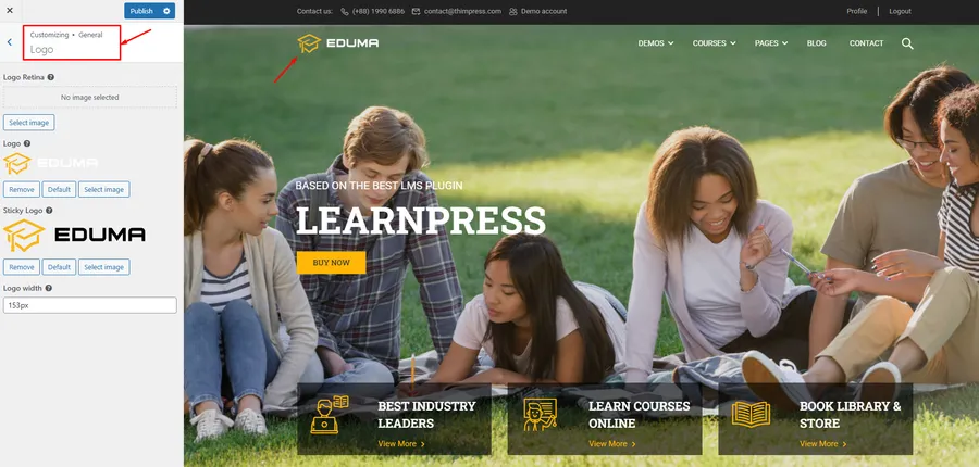 How To Edit Header Section In Eduma WordPress Theme? 12 Eduma Logo