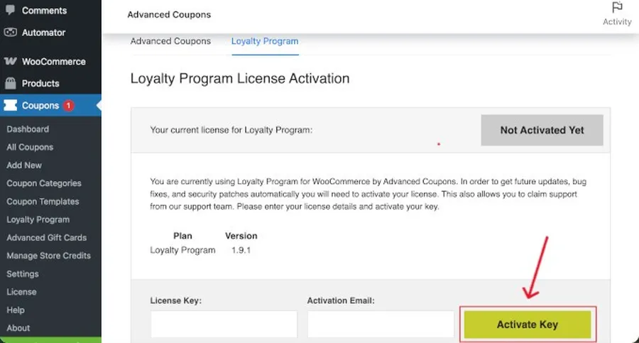 How to Setup a WooCommerce Rewards Program in Minutes 31 add license loyalty program plugin