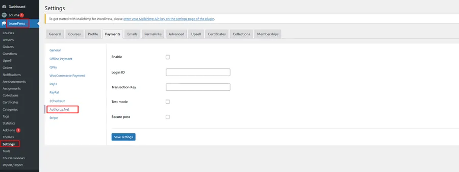 How To Use Authorize.net in Eduma? 10 Authorize.net Settings