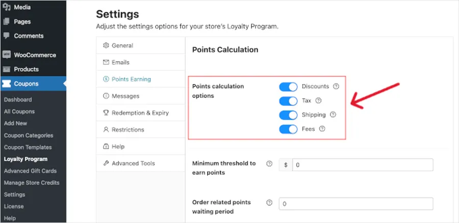 How to Setup a WooCommerce Rewards Program in Minutes 33 coupons loyalty settings pointsearnings