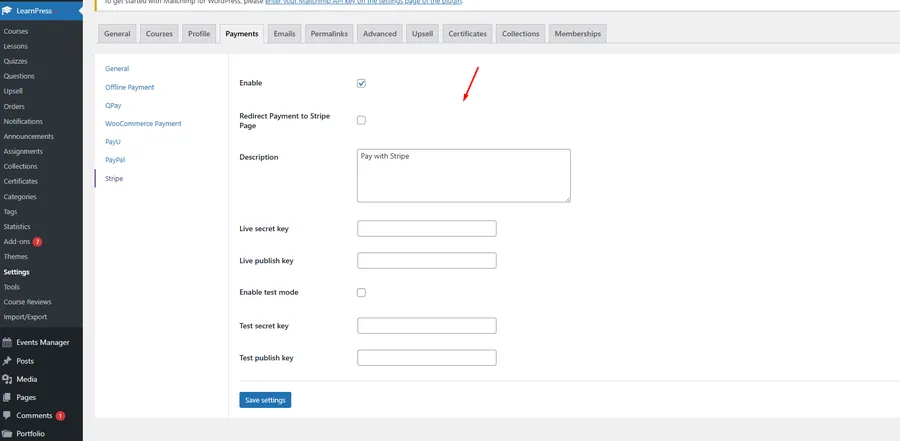 Configure Stripe