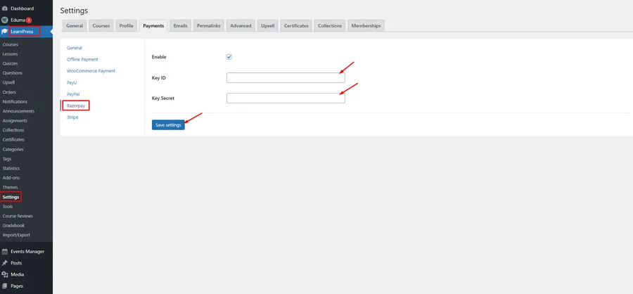 How To Use Razorpay in Eduma? 10 Razorpay Settings