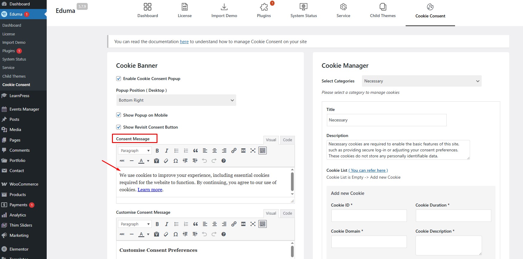 How to use GDPR feature - Cookie Consent 22 329