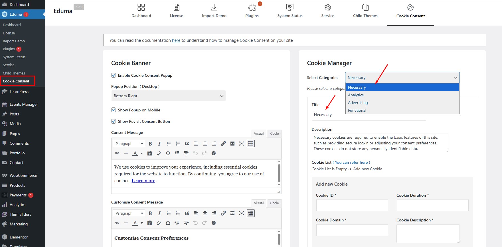 How to use GDPR feature - Cookie Consent 23 330
