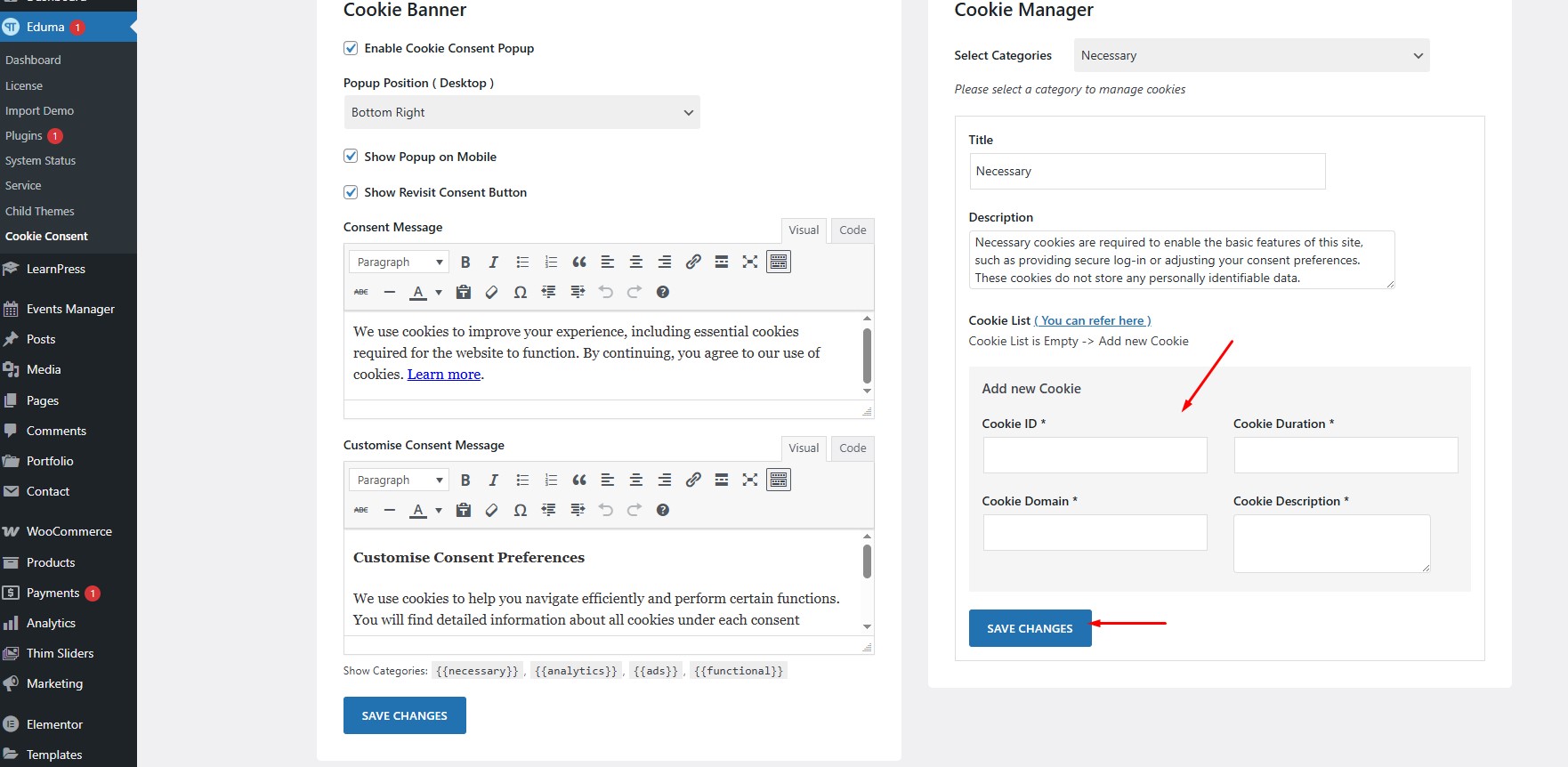 How to use GDPR feature - Cookie Consent 27 334