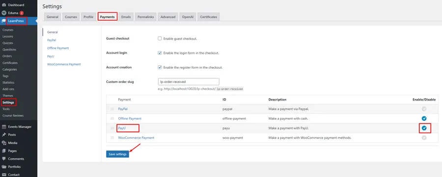 How to Set Up PayU in Eduma: A Complete Guide 11 Enable PayU