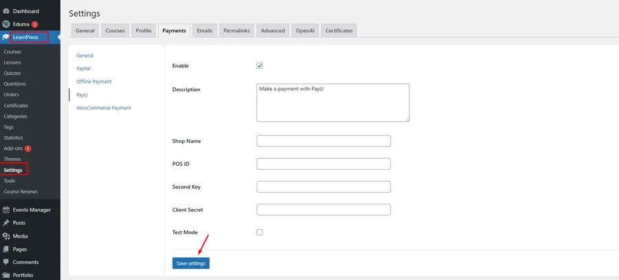 How to Set Up PayU in Eduma: A Complete Guide 12 PayU Settings
