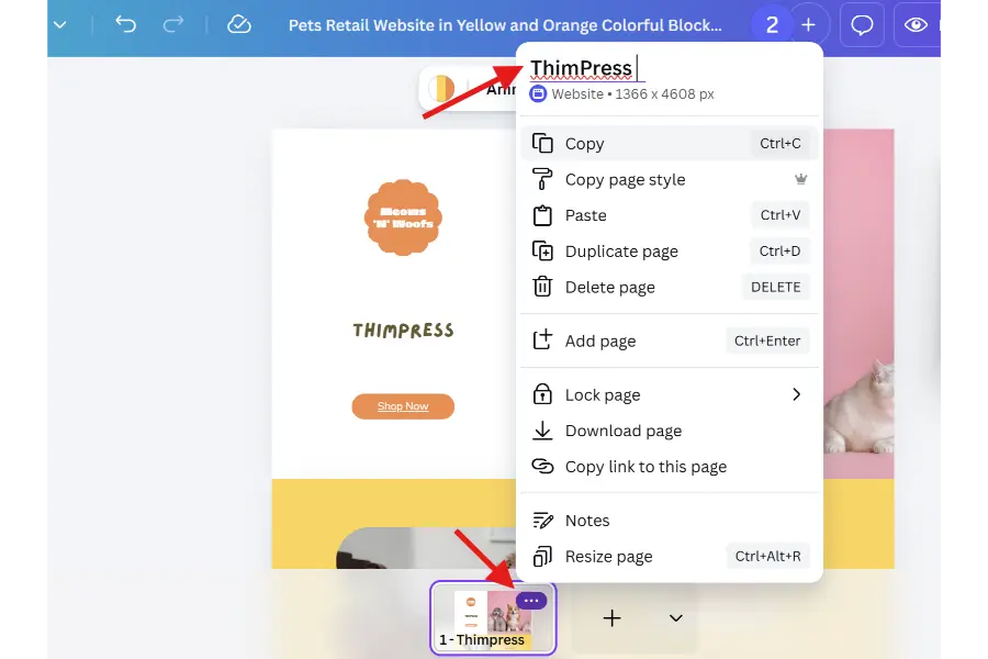 Add page title before using navigation menu