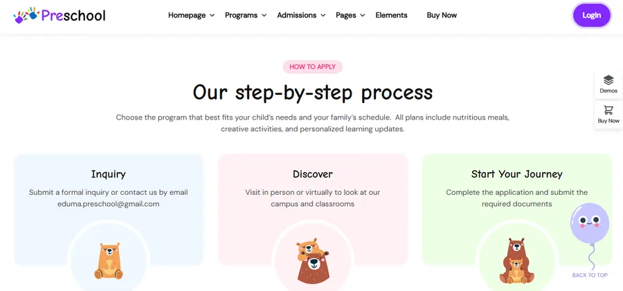 New Eduma PreSchool Prebuilt Website – Kindergarten WordPress Theme 15 How to Apply Page