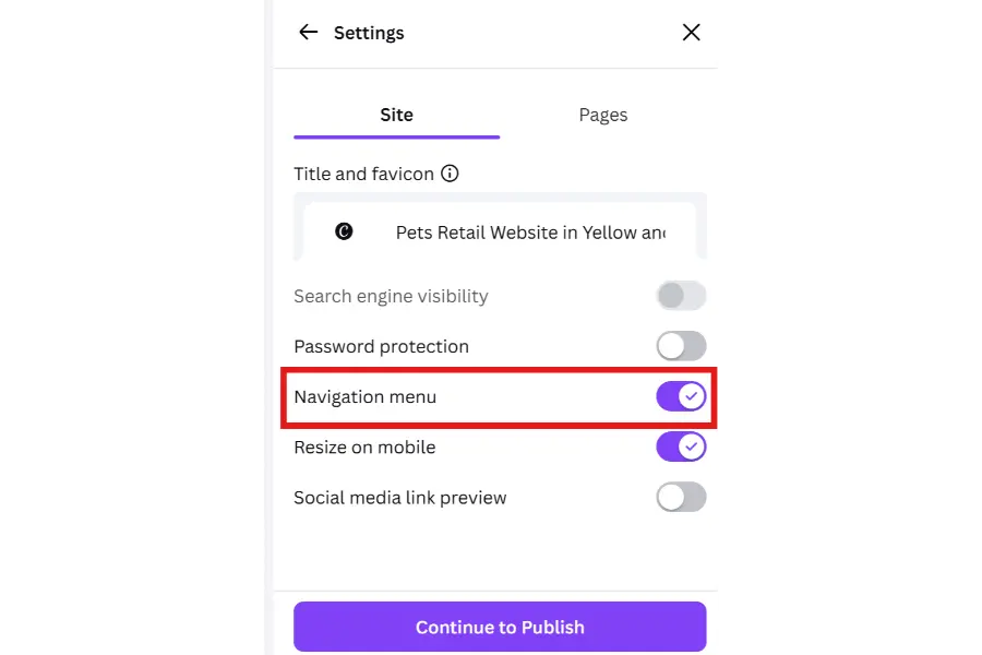 Turn on Navigation option