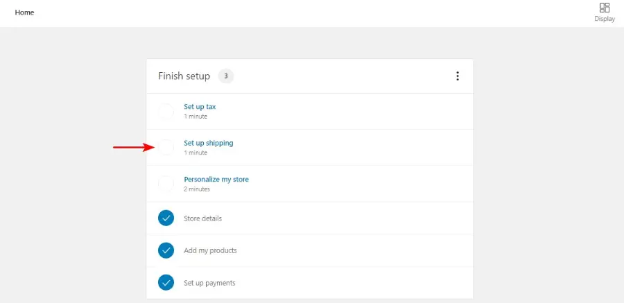 WooCommerce finish setup set-up shipping
