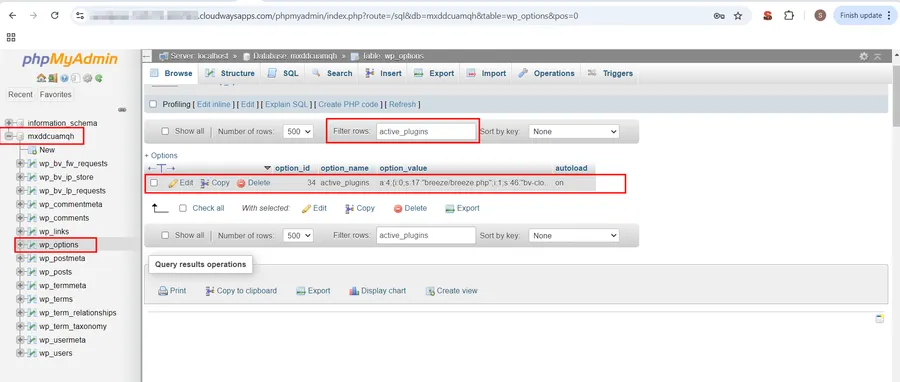 Disable WordPress Plugins via phpMyAdmin