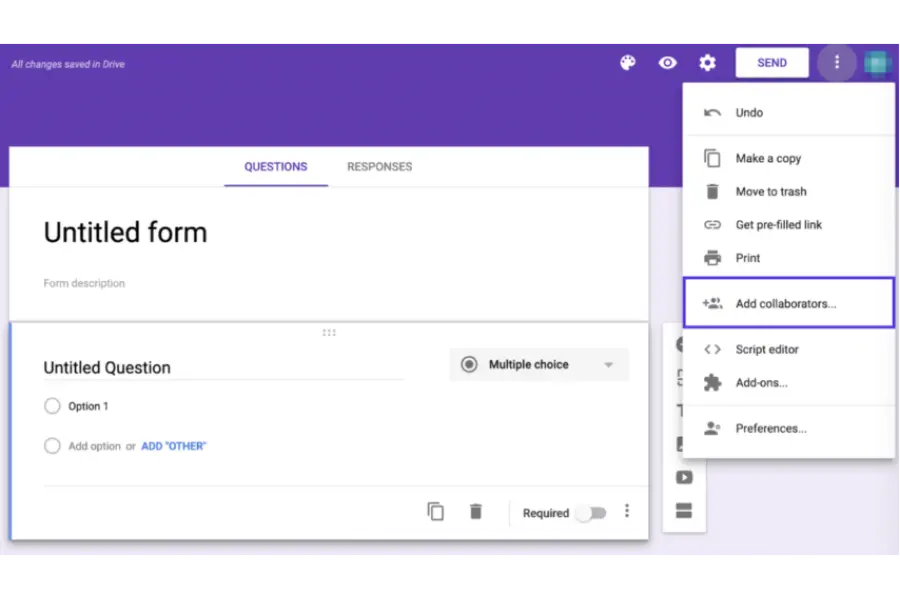 Add collaborators to Google Form