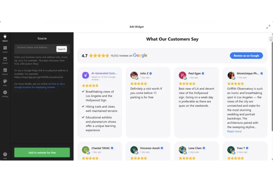 Connect Your Google Profile & Select Reviews