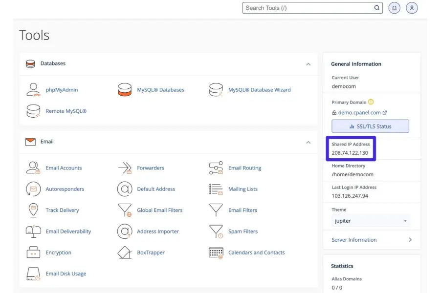 cpanel 3 ip address