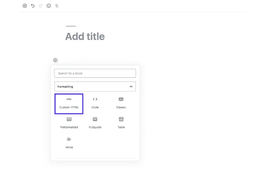 Custom HTML block